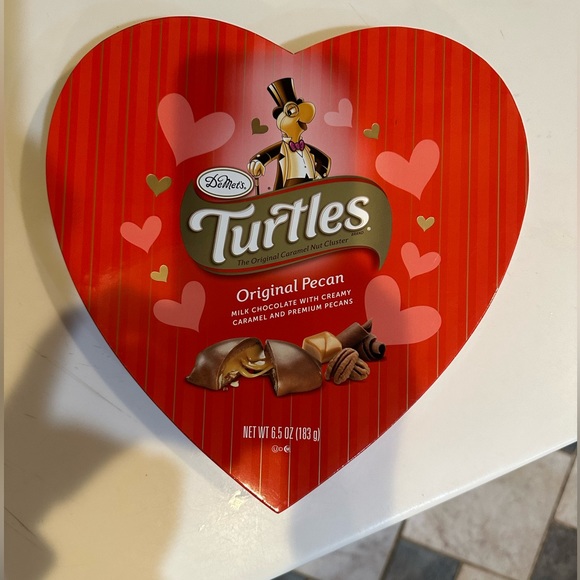 VTG DeMETs TURTLE VALENTINE STRIPE HEART CHOCOLATE BOX 10.25” RED PINK GIFT LOVE - Picture 5 of 9